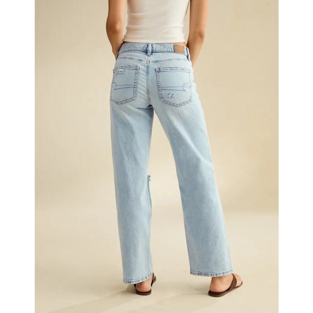 AMERICAN EAGLE Skylight Blue Strigid Ripped Knee  High-Waisted Stovepipe Jeans - Picture 2 of 16